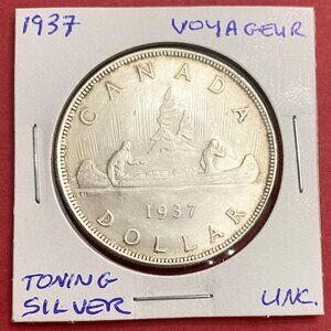 Amazing 1937 Canada Uncirculated Silver $1 Dollar Coin!